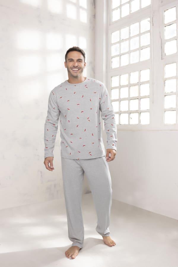 INV. PIJAMA HOMBRE MANGAS LARGAS DE ALGODÓN ESTAMPADO
