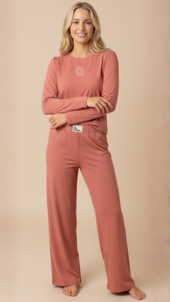 INV. PIJAMA MANGAS LARGAS DE DAMA LISO DE ALGODÓN