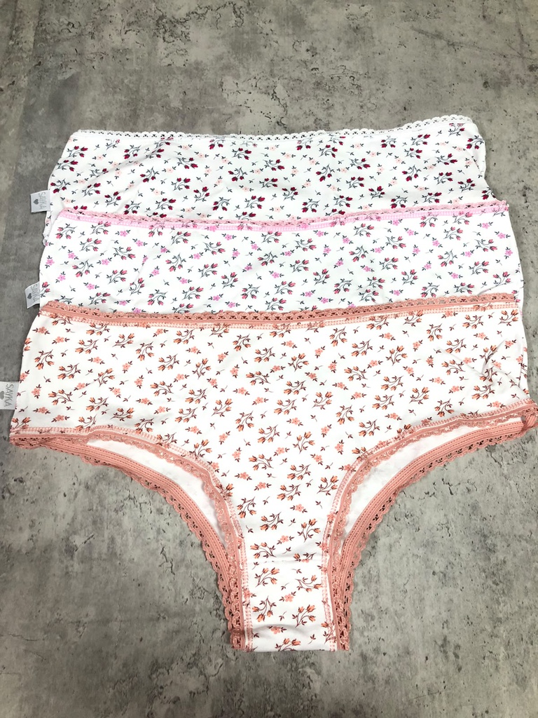 PACK X3 CULOTTE CLASICO DE ALGODÓN Y LYCRA ESTAMPADA