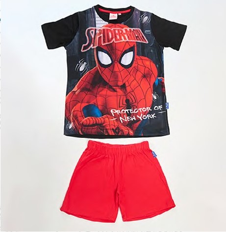 VER. PIJAMA REMERA SUBLIMADA Y SHORT LISO DE ALGODÓN "SPIDER MAN"