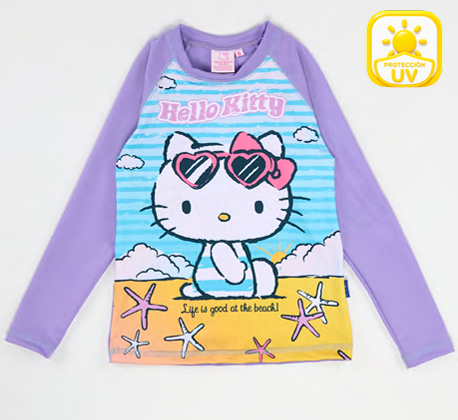 VER. REMERA CON PROTECCION UV DE MICROFIBRA SUBLIMADA "HELLO KITTY"
