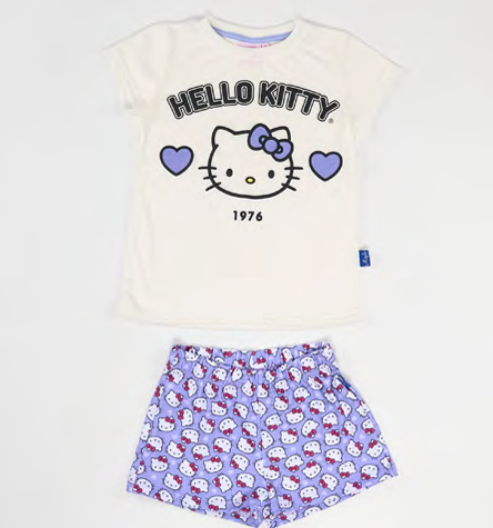 VER. PIJAMA DE ALGODÓN ESTAMPADO CON SHORT SUBLIMADO "HELLO KITTY"