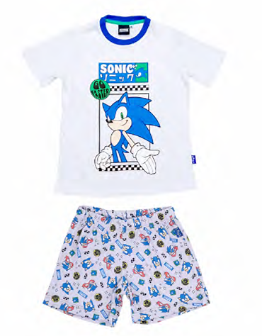 VER. PIJAMA REMERA DE ALGODÓN Y SHORT DE MODAL SUBLIMADO "SONIC"