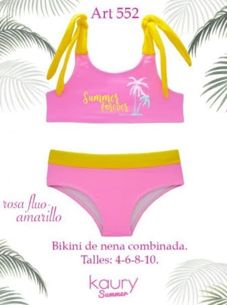 ART PROMO BIKINI NENA CON TIRAS REGULABLES DE TRICOT LISO Y ESTAMPA