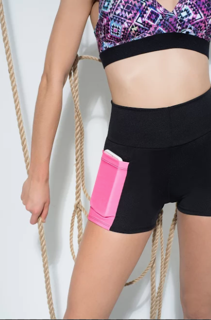 SHORT CICLISTA MICROFIBRA LISO CON BOLSILLO, CINTURA ANCHA