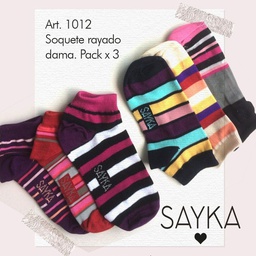 [SAYS1012] SOQUETE RAYADO MUJER PACK X 3  SURTIDO