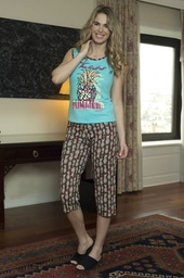 [PIA220] VER. DAMA PIJAMA JERSEY PESCADOR ESTAMPADO PIÑAS