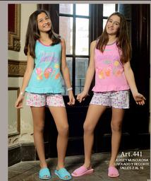 [PIA441] VER. PIJAMA  JERSEY MUSCULOSA C/VOLADO Y RECORTE NENA VERANO