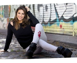 [SHE2110] INV. CALZA LARGA ALG. CON FLOR DAMA PROMOCION