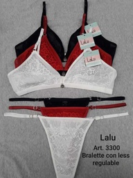 [LALU3300] CONJUNTO BRALETTE ENCAJE TUL CON COLALES REGULABLE