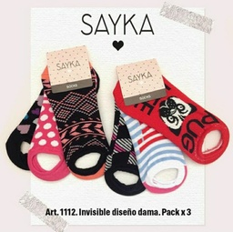 [SAYS1112] INVISIBLE ESTAMPADAS DAMA PACK X3