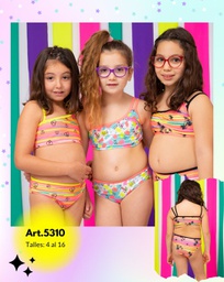 [VYO5310] MALLA BIKINI NENA UN SOLO HOMBRO. ESTAMPADO RAYAS-MANCHAS