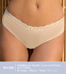 [NAT530XL] PACK X 3 CULOTE DE ALGODON Y LYCRA CON PUNTILLA