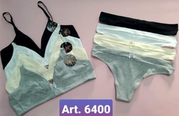 [LALU6400] CONJUNTO TRIANGULO ALGODON Y LYCRA LISO