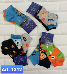 [SAYS1312] PACK X 3 SOQUETES NIÑOS ESTAMPADOS ALGODON