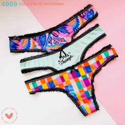 [VTG4009] PACK X3 COLALES DE MICROFIBRA ESTAMPADA CON ELASTICO FANTASIA