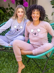 [BIAN23016] INV. PIJAMA EN LANILLA CON BORDADO CENTRAL CON PELO &quot;KOALA&quot;