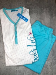 [PIA109]  INV. PIJAMA DAMA MANGAS LARGAS CON CARTERA PINTITAS