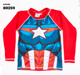 [DIS80259] VER. REMERA CON PROTECCION UV SUBLIMADA "CAPITAN AMERICA"