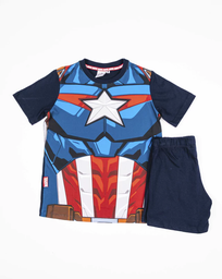 [DIS80817] VER. PIJAMA DISFRAZ MANGA CORTA SUBLIMADO &quot;CAPITAN AMERICA&quot; Y SHORT LISO