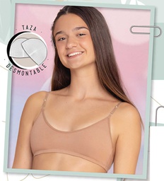 [MAR3030] CORPIÑO TOP TEENS DE ALGODON Y LYCRA LISO CON TAZA DESMONTABLE