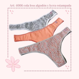 [MER4006] PACK X 3 COLALES ALGODÓN Y LYCRA ESTAMPADA