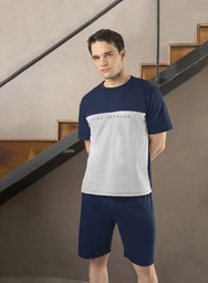 [LEN26501] VER. PIJAMA DE HOMBRE LISO COMBINADO DE ALGODON JERSEY