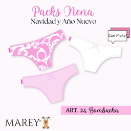 [MAR24R] PACK X3 BOMBACHAS DE NENA ROSAS