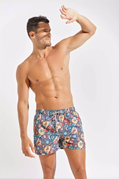 [XYS732] SHORT DE BAÑO ESTAMPADO CON BOLSILLOS "ICON"