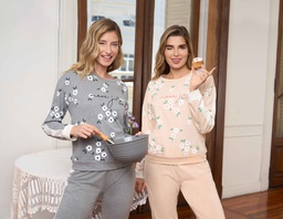 [LEN25361] LIQUIDACION ! - INV. PIJAMA REMERA ESTAMPADA Y PANTALON LISO &quot;FLORES&quot;