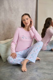 [LEN25367] LIQUIDACION ! - INV. PIJAMA DE JERSEY PANTALON ESTAMPADO &quot;FLORES&quot;