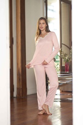 [LEN25371/E]  INV. PIJAMA DE JERSEY CON PUNTILLA