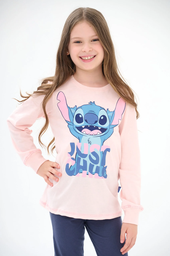 [DIS82905]  INV. PIJAMA DE ALGODÓN ESTAMPADO Y PANTALON LISO "STITCH"