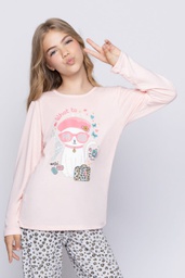 [SP11737] DESCUENTO 10% LIQUIDACION DE TEMPORADA! INV. PIJAMA NENA DE ALGODON REMERA CON ESTAMPA LOCALIZADA Y PANTALON PRINT