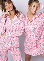 [SP11744] DESCUENTO 10% LIQUIDACION DE TEMPORADA! INV. PIJAMA DAMA ABOTONADO DE ALGODON ESTAMPADO