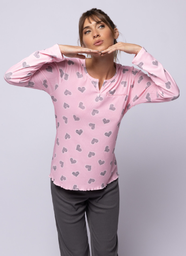 [SP11747] INV. PIJAMA DAMA REMERA DE MORLEY Y PANTALON LISO
