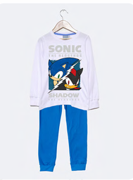 [DIS85531] INV. PIJAMA DE ALGODÓN ESTAMPADO Y PANTALON LISO &quot;SONIC&quot;