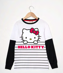 [DIS84012] INV. REMERA DE ALGODÓN CON BAJO MANGA "KITTY"