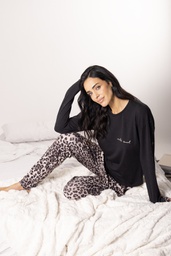 [ANDP9040] LIQUIDACION ! - INV. PIJAMA CAMISETA LISA Y PANTALON ANIMAL PRINT