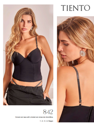 [TNT842] CORSET TAZA SOFT DE MICROFIBRA CON BRETELES DE STRASS