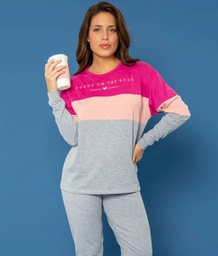 [BIANF25612]  INV. PIJAMA MUJER LISO TRICOLOR