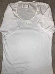 [JALI330/2] CAMISETA SIN MANGA ART 332 y M/C ART 330 CON CUELLO BORDADO DETALLE LISA, ALGODON
