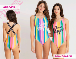 [VYO8403] VER. MALLA ENTERA TEENS ESTAMPADA RAYADA