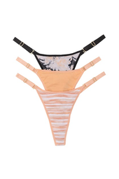 [FRA5004] PACK X3 TANGA REGULABLE CAVADA DE ALGODÓN Y LYCRA ESTAMPADA "DURAZNO"
