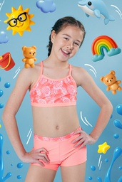 [ELE2611] VER. MALLA BIKINI TOP ESTAMPADO Y MINI SHORT LISO