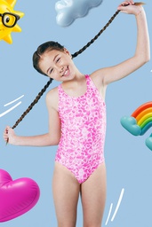 [ELE2612] OFF - 15% !! VER. MALLA ENTERIZA ESTAMPADA
