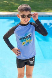 [KIE4329] VER. REMERA CON PROTECCION UV LISA COMBINADA CON ESTAMPA