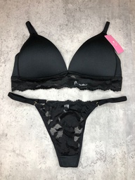 [MK5764] CONJUNTO TRIANGULITO SOFT DE MICROFIBRA Y PUNTILLA CON TANGALESS