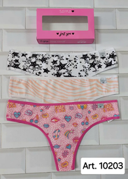 [SAY10203] PACK X3 CULOTTE LESS DE ALGODÓN Y LYCRA ESTAMPADO