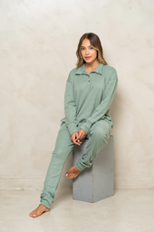[TRE5607] INV. PIJAMA DAMA REMERA POLO Y PANTALON WAFLE
